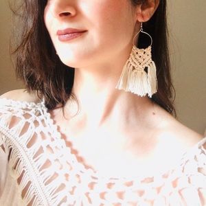 HANDMADE Super Cute Macrame Boho Fringe Earrings